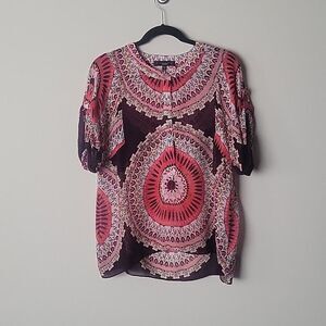 Sanctuary XS Maroon LagenLook Modest Loose Chiffon Long Blouse Top Boho Flowy